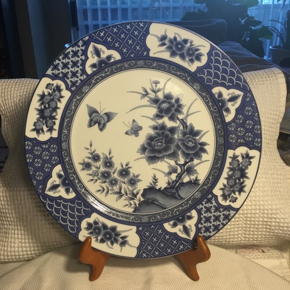 VINTAGE Imari Blossom Pattern Blue Theme Dinner Plate 10.75” - Picture 2 of 8